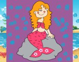 Dibujo Sirena sentada en una roca pintado por nalia