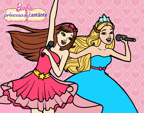 Dibujo Barbie y la princesa cantando pintado por AnaStones