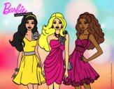Dibujo Barbie y sus amigas vestidas de fiesta pintado por AnaVB