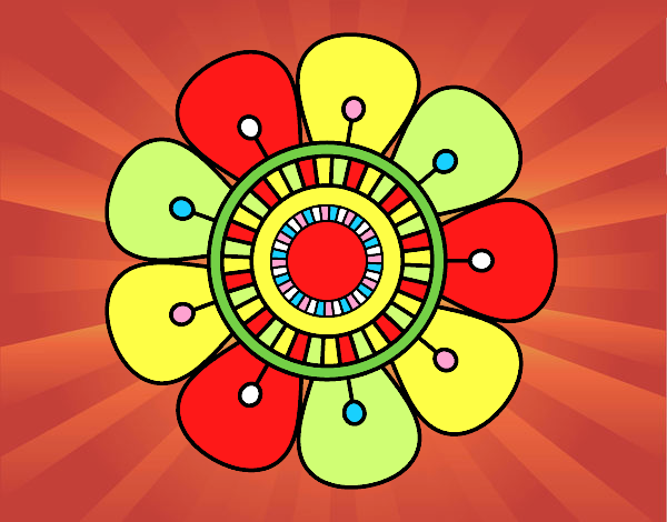 Dibujo Mandala en forma de flor pintado por GabyMil