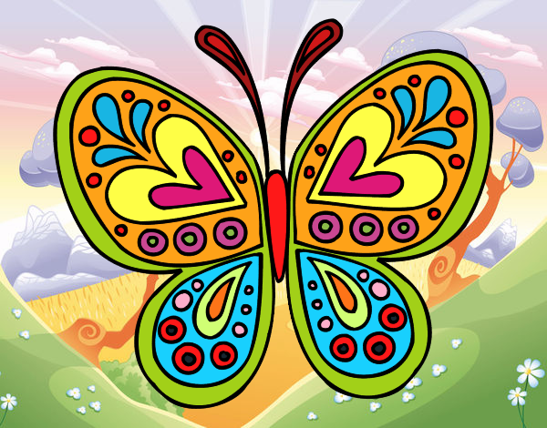 Dibujo Mandala mariposa pintado por GabyMil