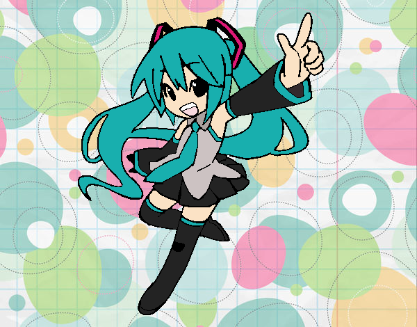 Dibujo Miku vocaloid pintado por chomi