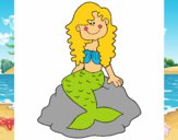 Dibujo Sirena sentada en una roca pintado por AnaVB