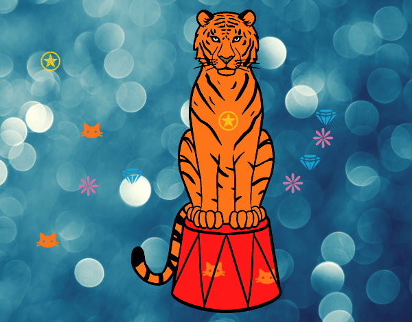 Dibujo Tigre de circo pintado por nereee