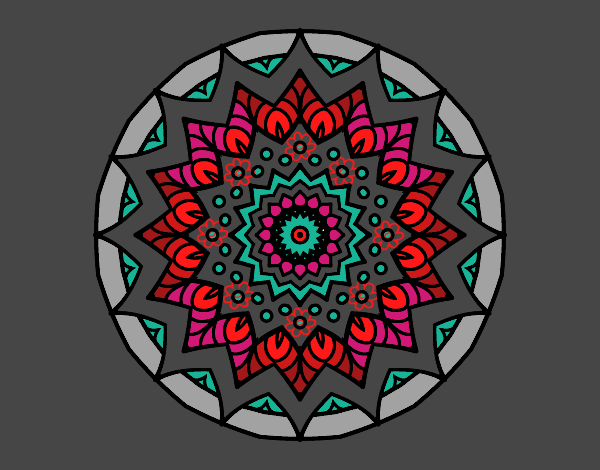 Dibujo Mandala creciente pintado por blanca