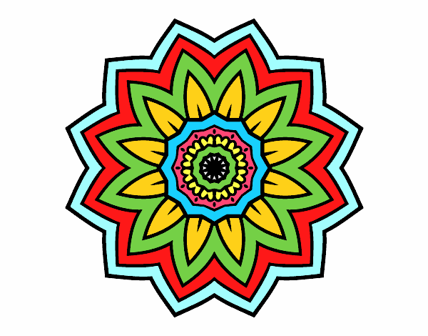 Dibujo Mandala flor de girasol pintado por muchival