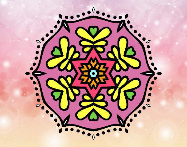 Dibujo Mandala simétrica pintado por muchival