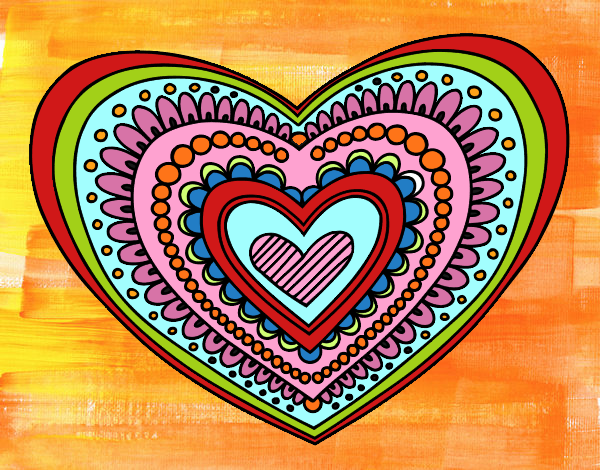 Dibujo Mandala corazón pintado por Mariadelca
