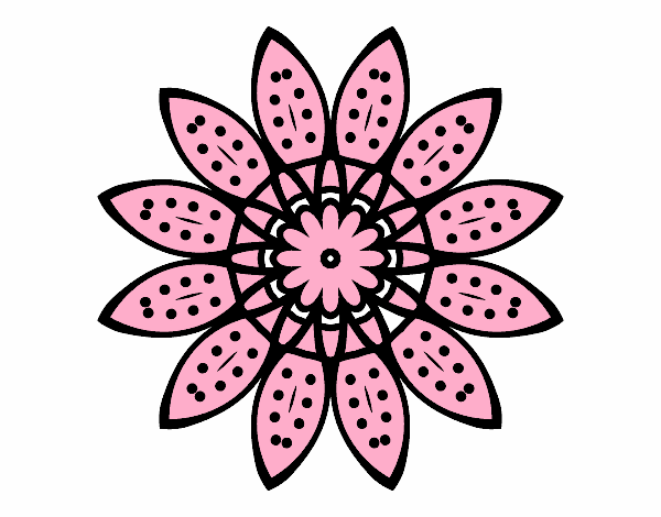 Dibujo Mandala flor con pétalos pintado por momedia