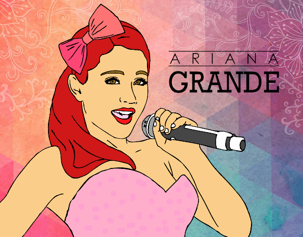 Dibujo Ariana Grande cantando pintado por brendazali