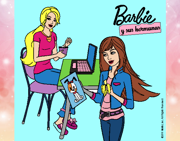 Dibujo De Barbie Y Su Hermana Merendando Pintado Por Luisa En Dibujos My Xxx Hot Girl