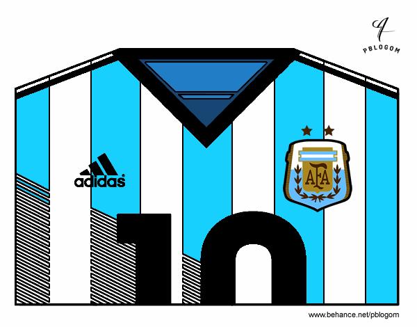 Dibujo Camiseta del mundial de fútbol 2014 de Argentina pintado por tilditus