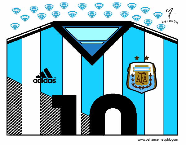 Dibujo Camiseta del mundial de fútbol 2014 de Argentina pintado por juan777