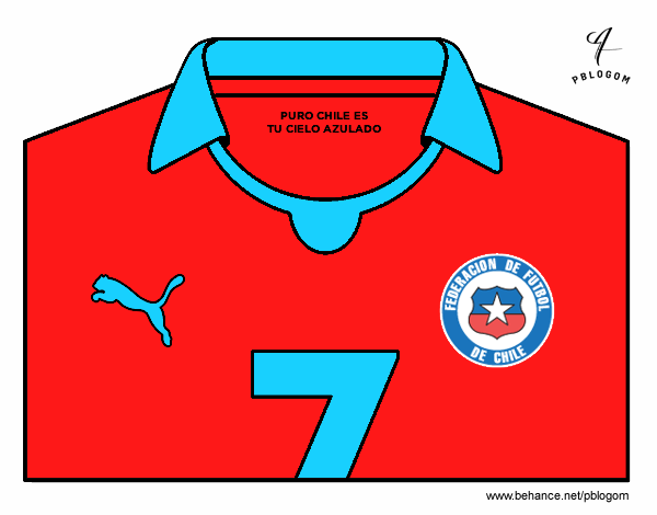 Dibujo Camiseta del mundial de fútbol 2014 de Chile pintado por eula