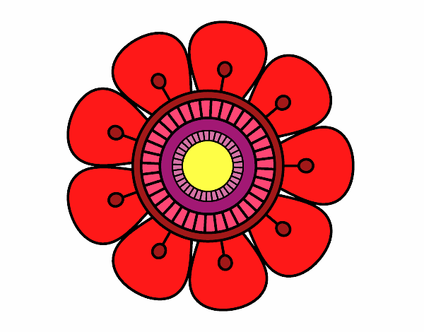 Dibujo Mandala en forma de flor pintado por LunaLunita