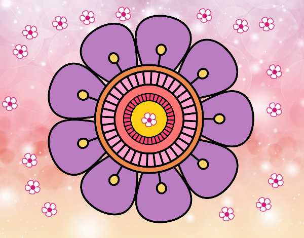 Dibujo Mandala en forma de flor pintado por nalia