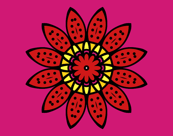 Dibujo Mandala flor con pétalos pintado por susacoli