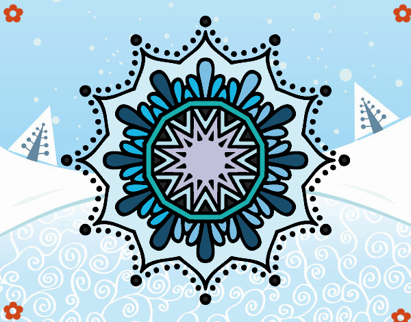 Dibujo Mandala flor de nieve pintado por tilditus