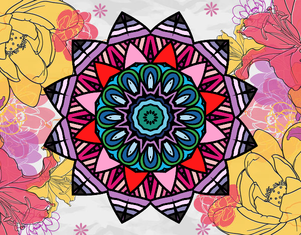 Dibujo Mandala frutal pintado por tilditus