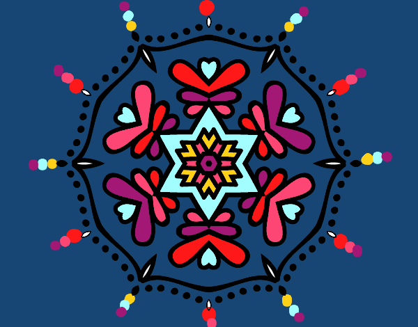 Dibujo Mandala simétrica pintado por blanca