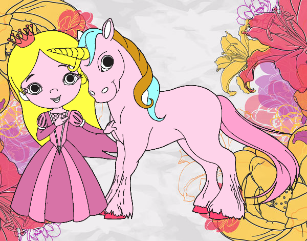 Dibujo Princesa y unicornio pintado por Agustina18