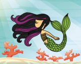 Dibujo Sirena flotando pintado por finceline