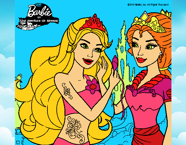 Dibujo Barbie se despiede de la reina sirena pintado por LunaLunita