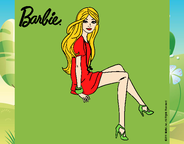 Dibujo Barbie sentada pintado por LunaLunita