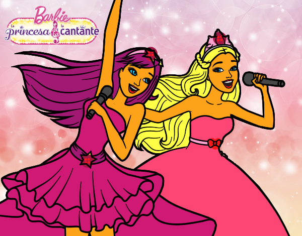 Dibujo Barbie y la princesa cantando pintado por RocioNayla