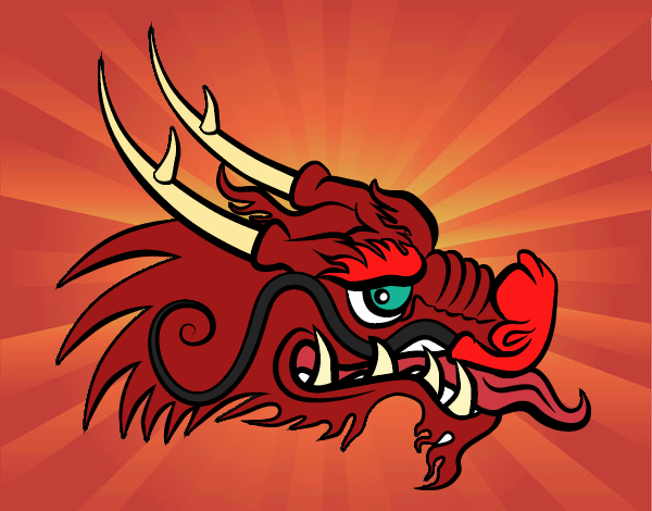 Dibujo Cabeza de dragón rojo pintado por AleHerrera