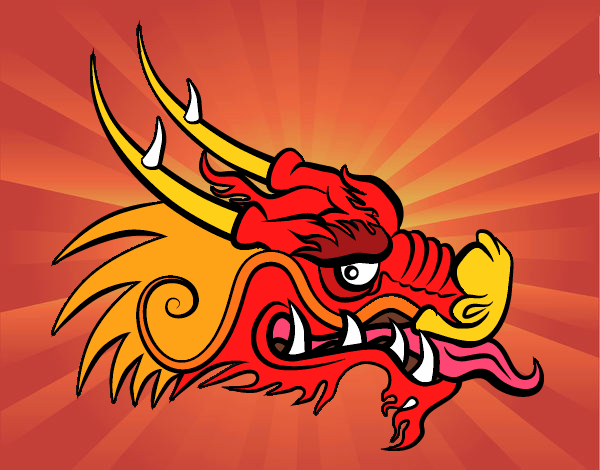 Dibujo Cabeza de dragón rojo pintado por GabyMil