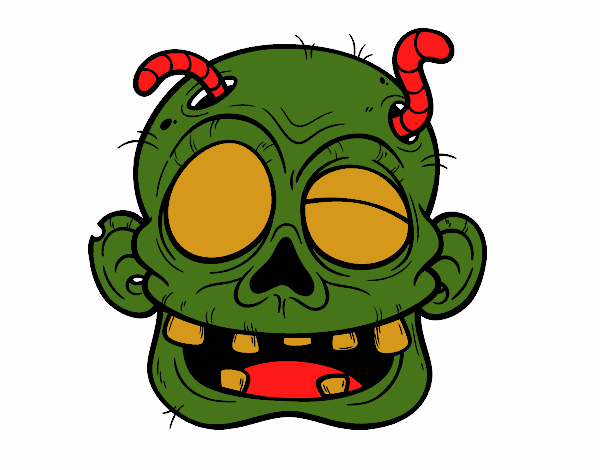 Cara de zombie con gusanos