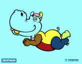 Dibujo Decathlon - Hipopótamo nadador pintado por Cris16