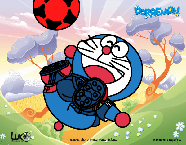 Dibujo Doraemon futbolista pintado por Jaramill