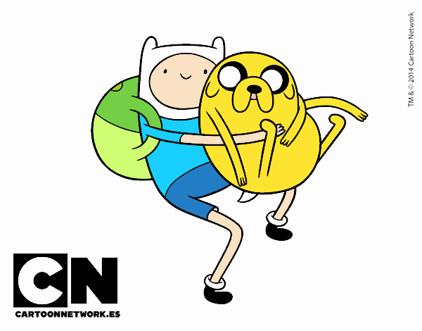 Dibujo Finn y Jake abrazados pintado por luck1000