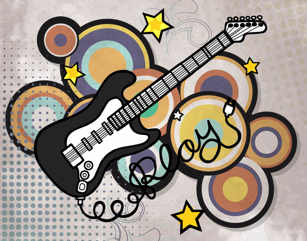 Dibujo Guitarra y estrellas pintado por TobiKiller