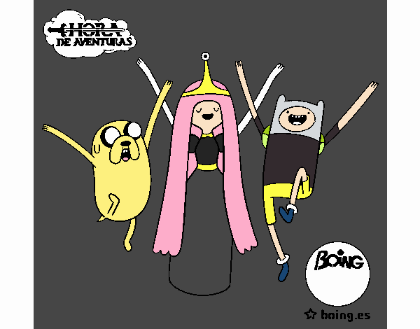 Dibujo Jake, Princesa Chicle y Finn pintado por luck1000