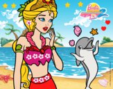 Dibujo Sirena con delfín pintado por tilditus