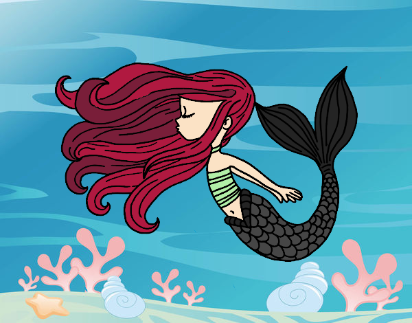 Dibujo Sirena flotando pintado por DarkNeko