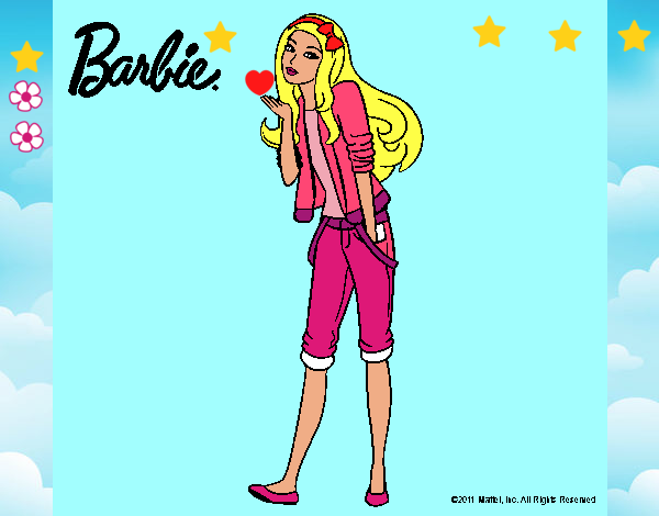 Dibujo Barbie con look casual pintado por LunaLunita