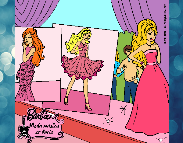 Dibujo Barbie, desfilando por la pasarela pintado por LunaLunita