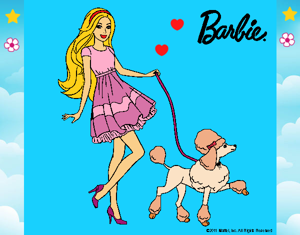 Dibujo Barbie paseando a su mascota pintado por LunaLunita