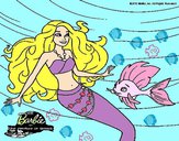 Dibujo Barbie sirena con su amiga pez pintado por layara