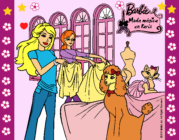 Dibujo Barbie y su amiga mirando ropa pintado por LunaLunita