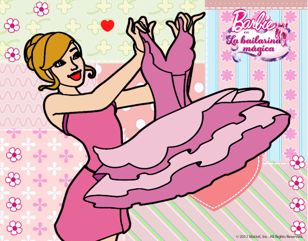 Dibujo Barbie y su vestido de ballet pintado por LunaLunita