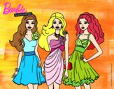 Dibujo Barbie y sus amigas vestidas de fiesta pintado por GabyMil