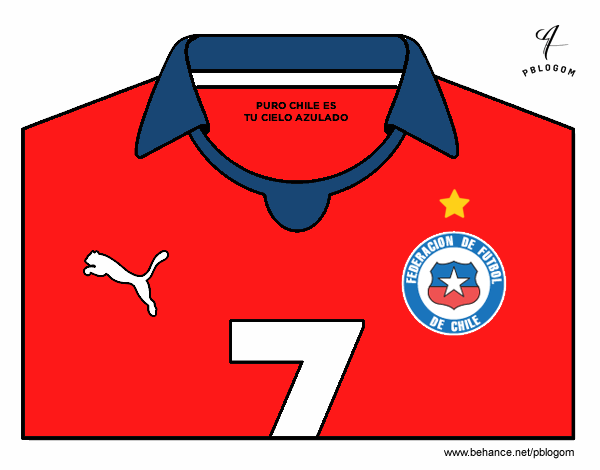 Dibujo Camiseta del mundial de fútbol 2014 de Chile pintado por bulla 