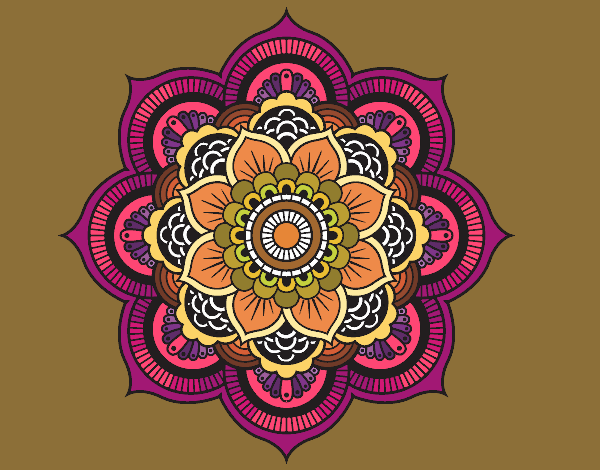 Dibujo Mandala flor oriental pintado por blanca