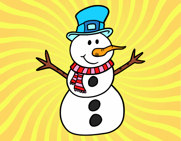 Dibujo Muñeco de nieve con sombrero pintado por MariaJMC