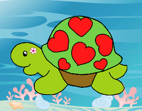 Dibujo Tortuga con corazones pintado por LunaLunita